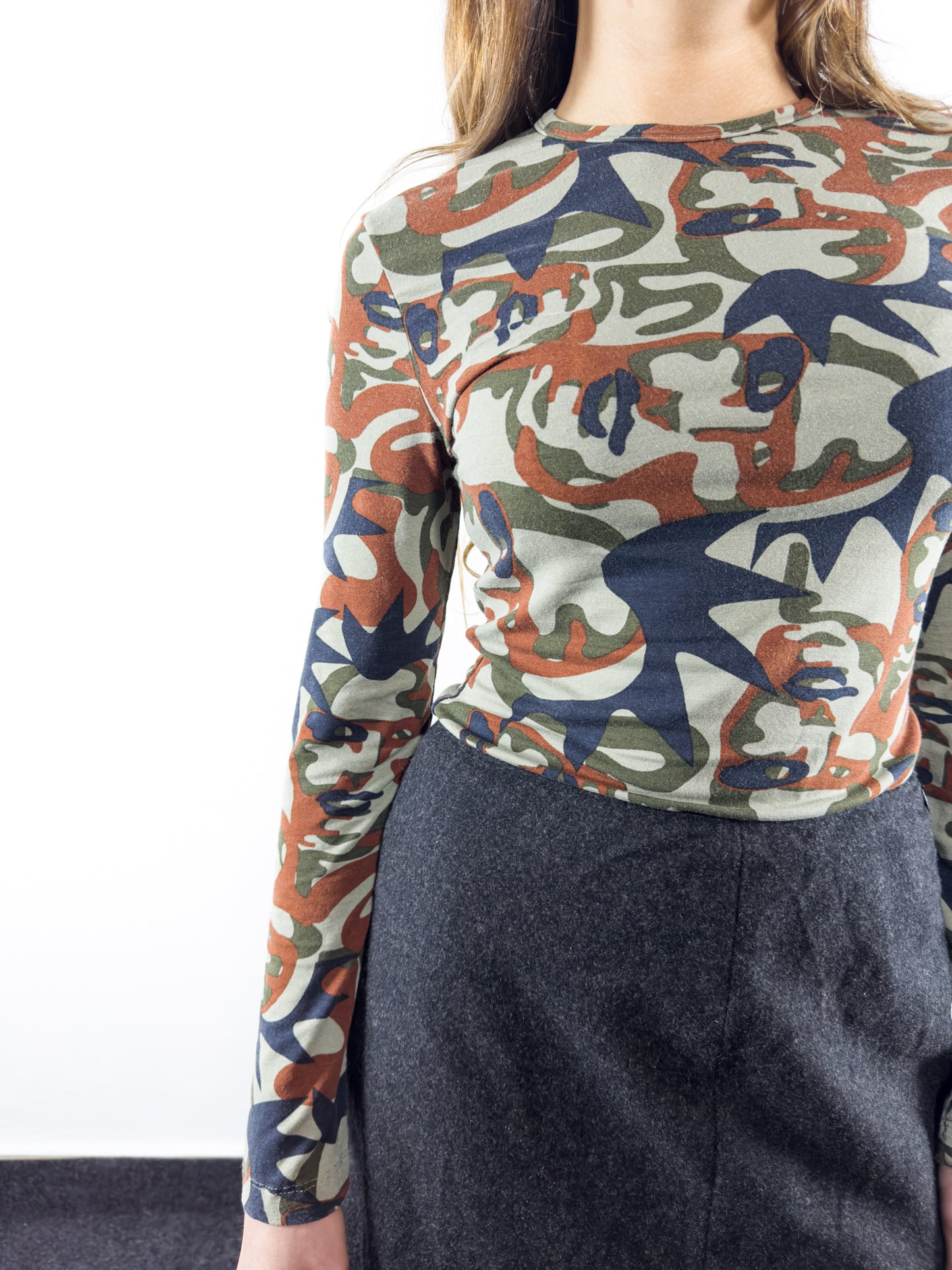 1995 'Punk Face Camo' Printed Top (M)