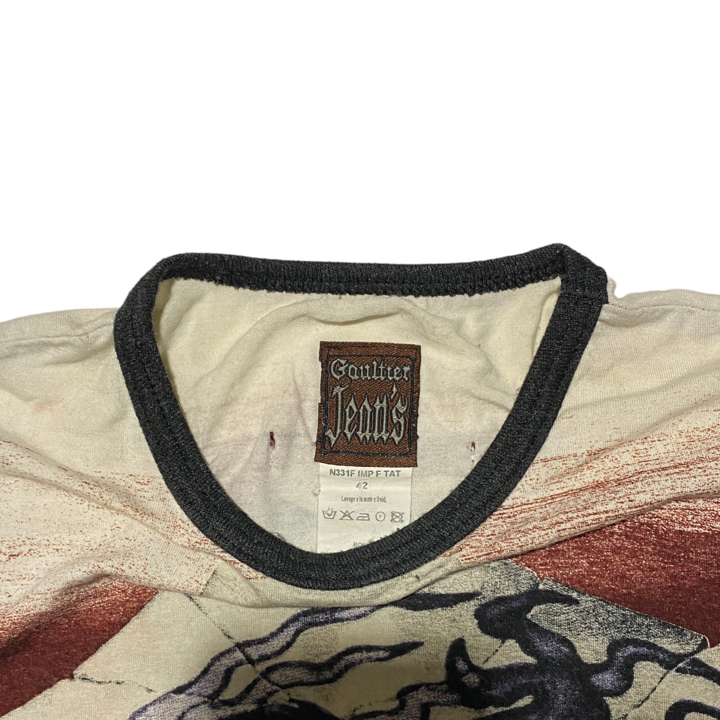 90's Gaultier Jeans Printed Long Sleeve Tee (L)