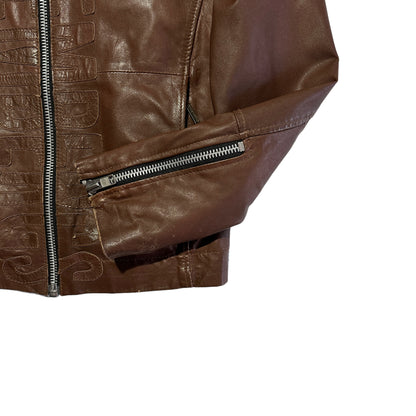 1990’s Faux Leather Embroidered Biker Jacket (50)