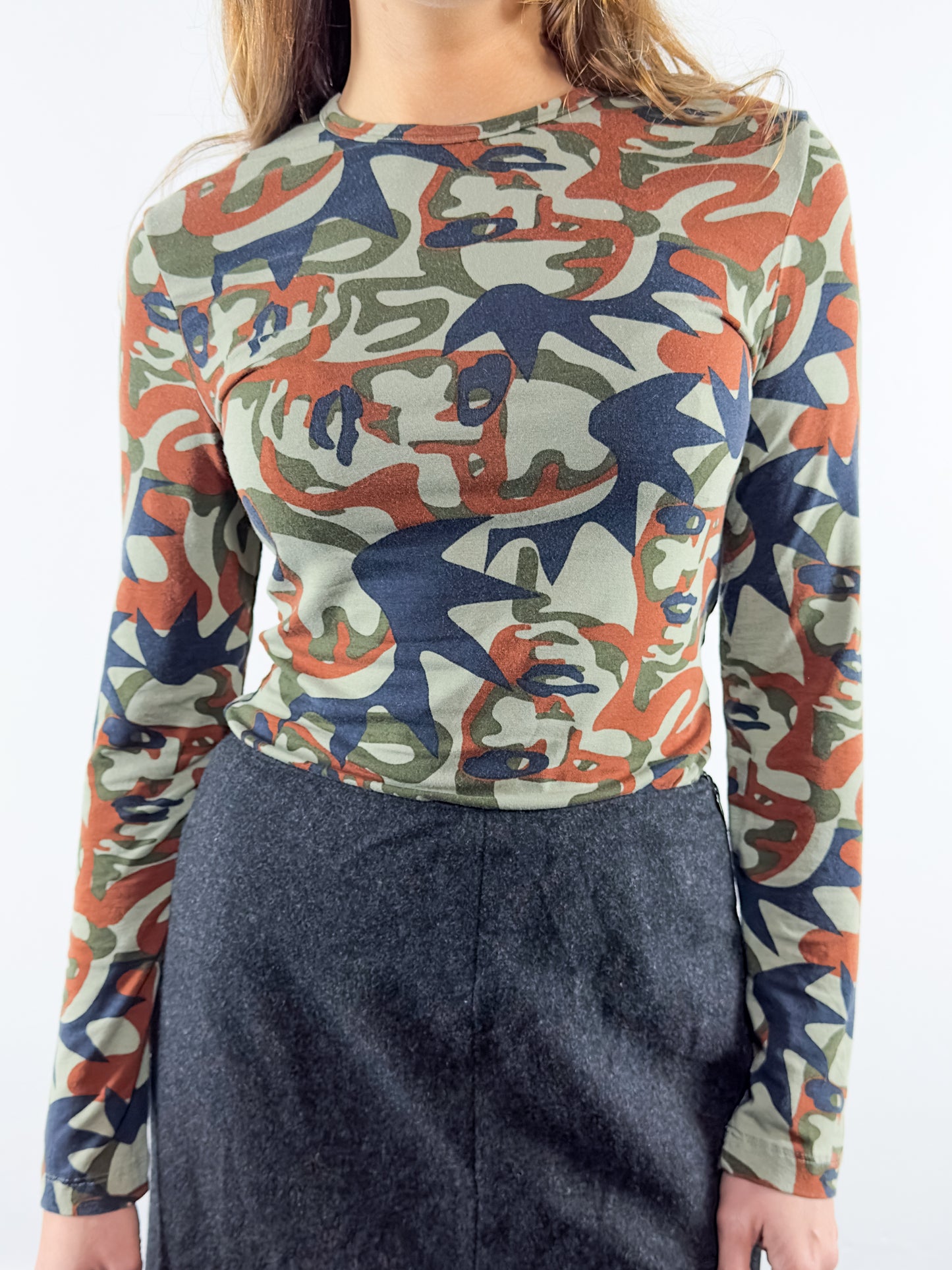 1995 'Punk Face Camo' Printed Top (M)