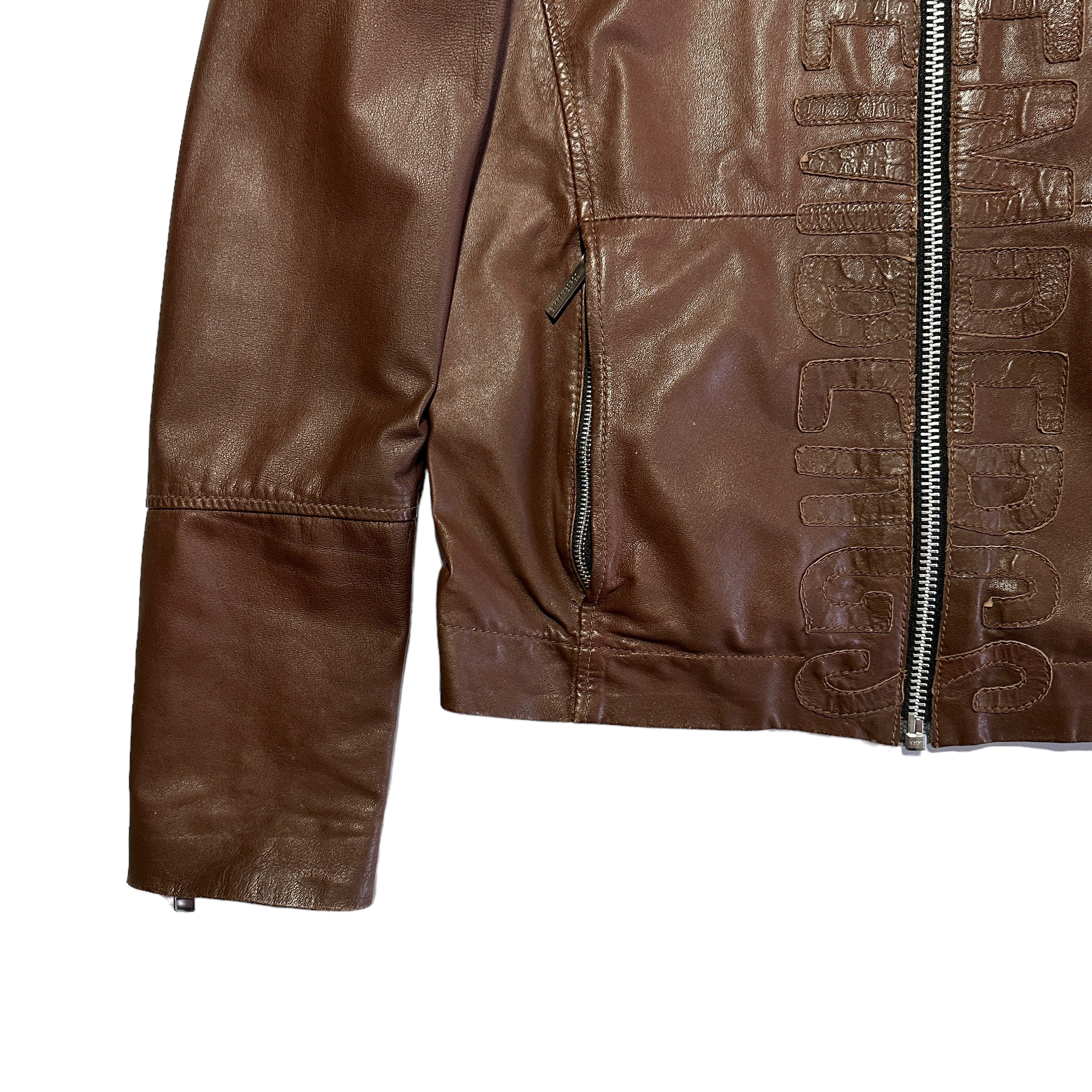 1990’s Faux Leather Embroidered Biker Jacket (50)
