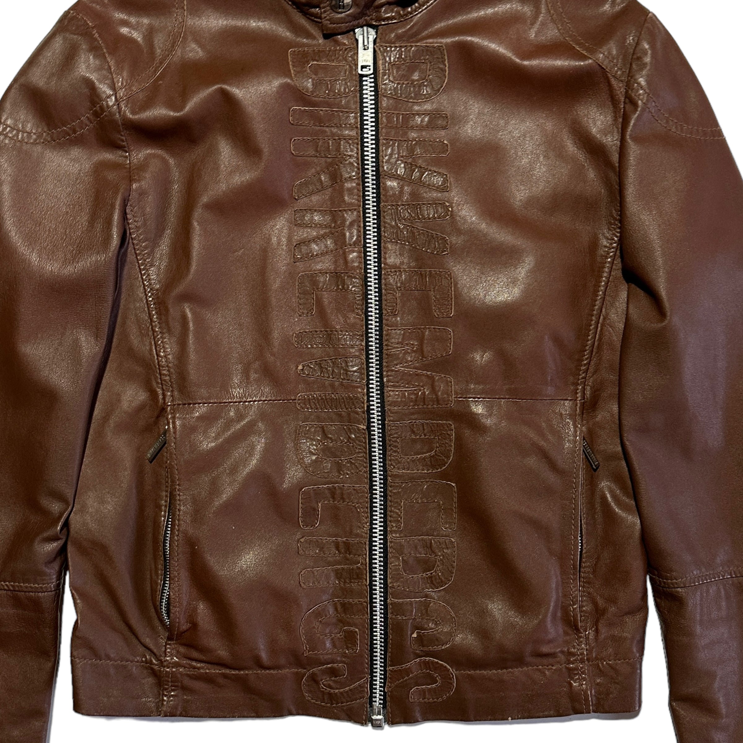1990’s Faux Leather Embroidered Biker Jacket (50)