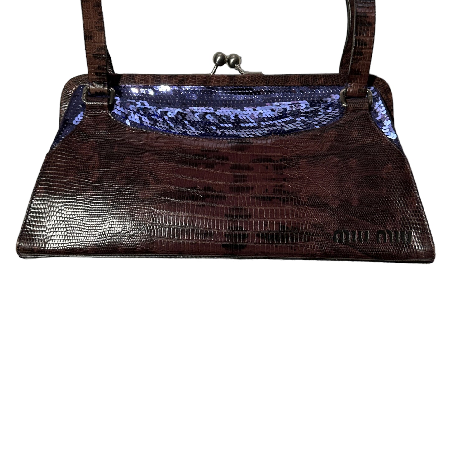 1999 Miu Miu Sequins and Lizard Leather Shoulder Bag