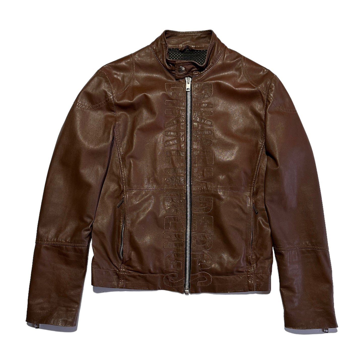 1990’s Faux Leather Embroidered Biker Jacket (50)