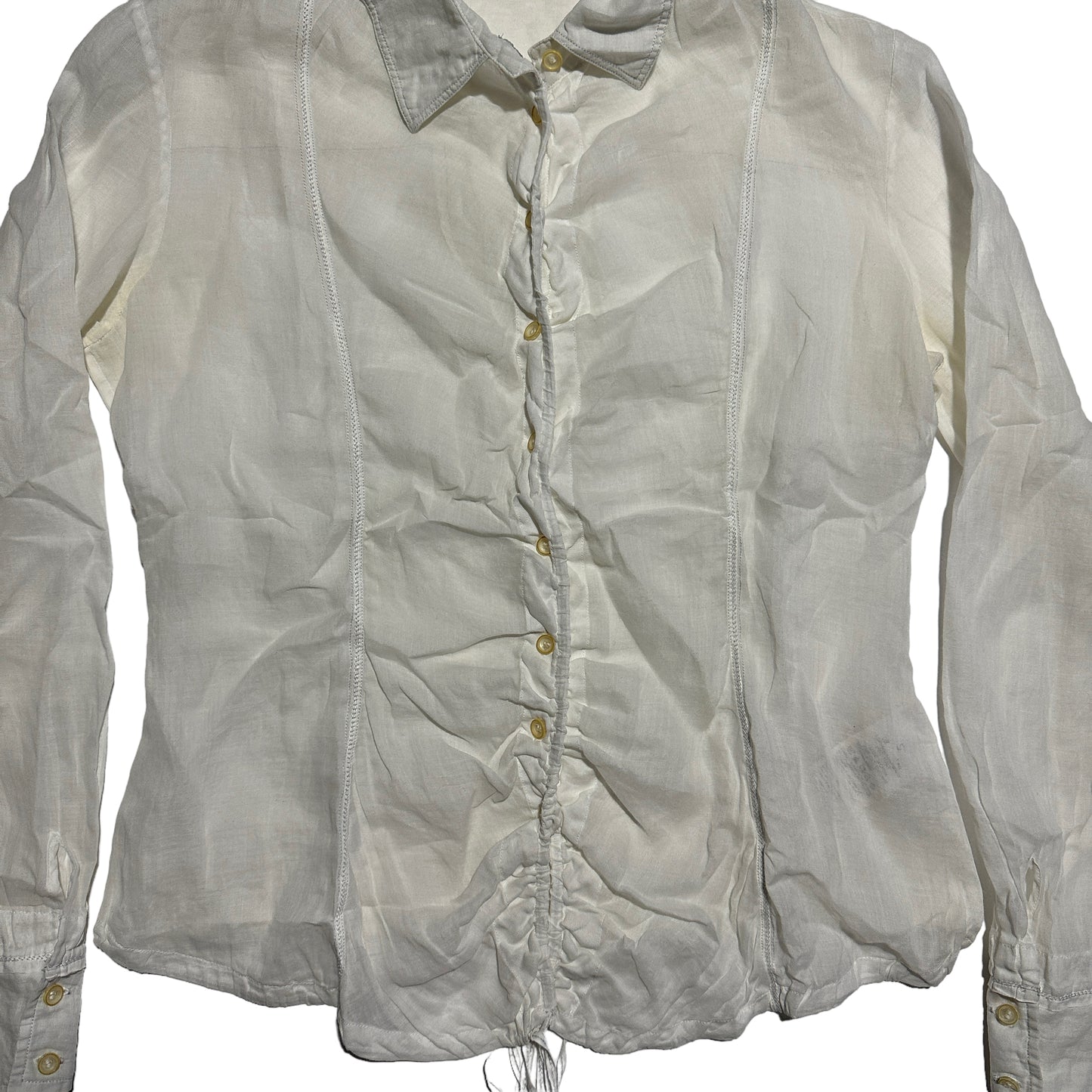 00’s Marithé François Girbaud Smocked  Ramie Shirt (S)