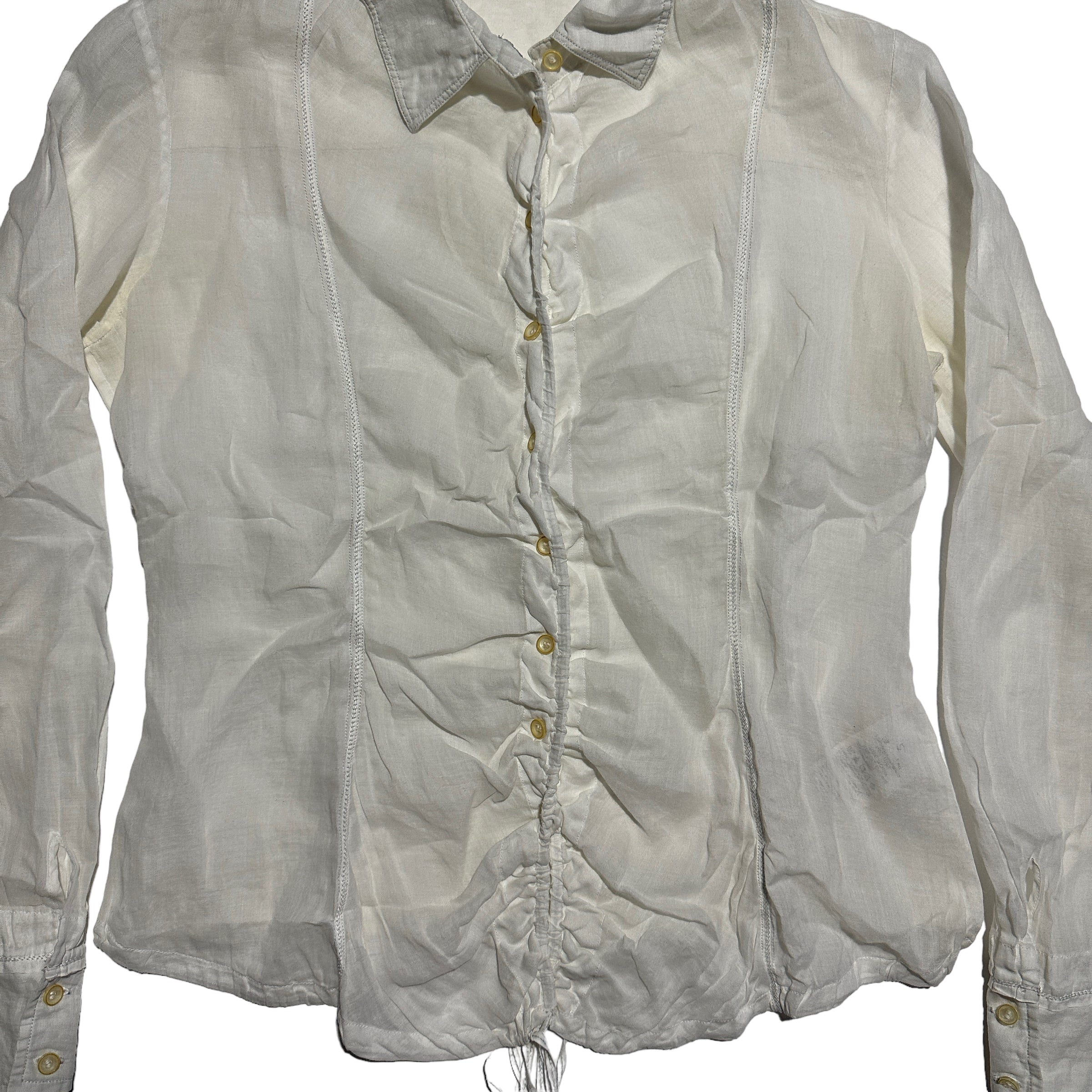 00’s Marithé François Girbaud Smocked  Ramie Shirt (S)