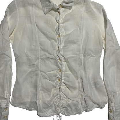 00’s Marithé François Girbaud Smocked  Ramie Shirt (S)