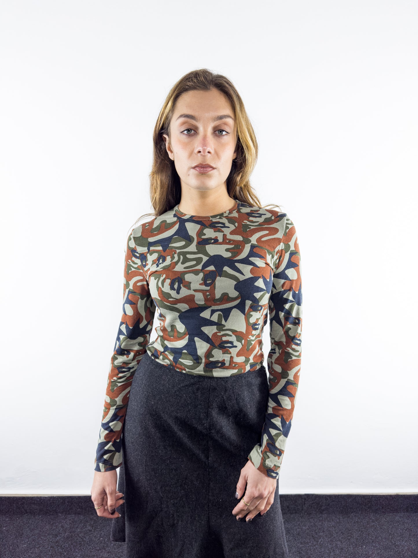 1995 'Punk Face Camo' Printed Top (M)