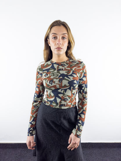 1995 'Punk Face Camo' Printed Top (M)