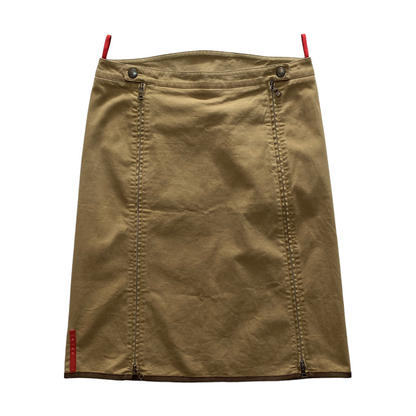 00’s Prada Sport Double Zip Cotton Knee Skirt (39W)
