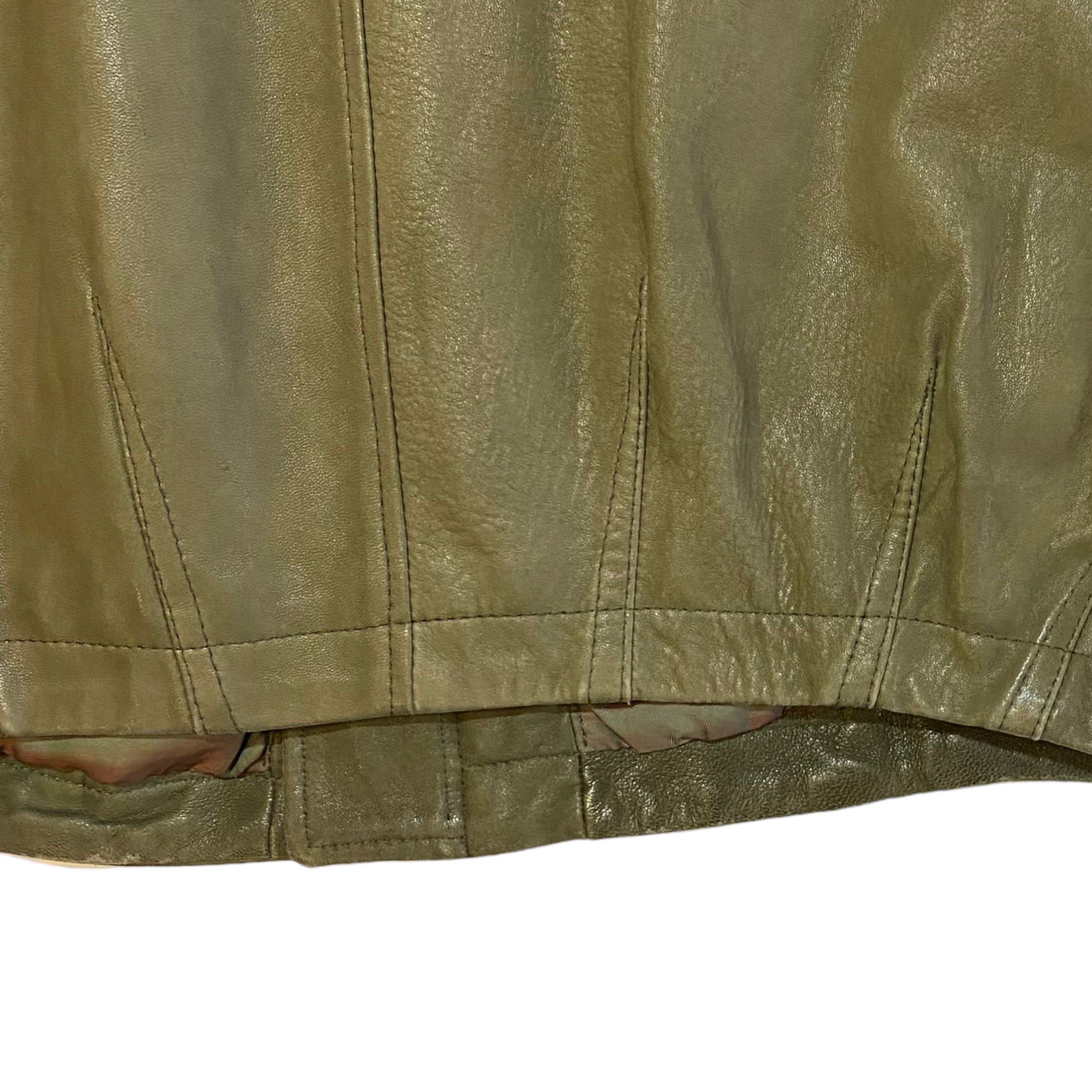 A/W 92 Emporio Armani Green Leather Jacket (L)