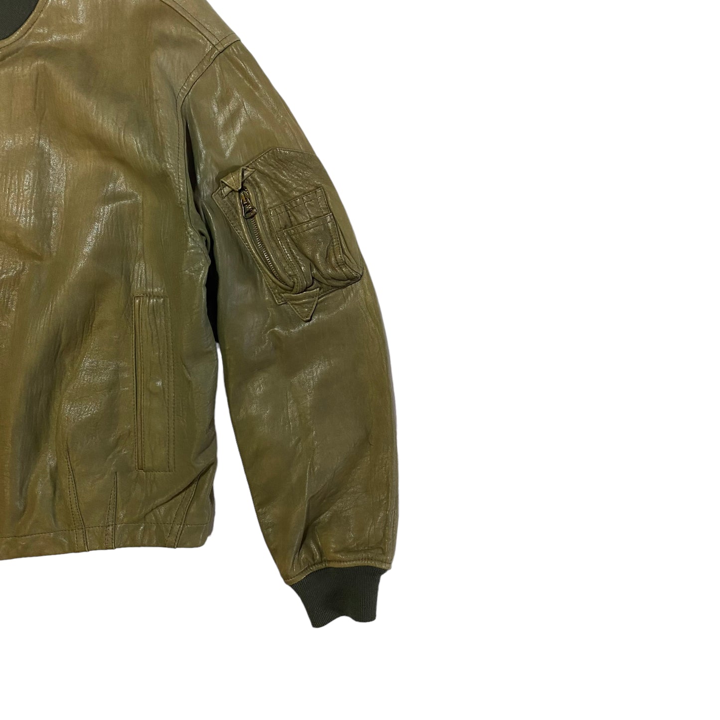 A/W 92 Emporio Armani Green Leather Jacket (L)