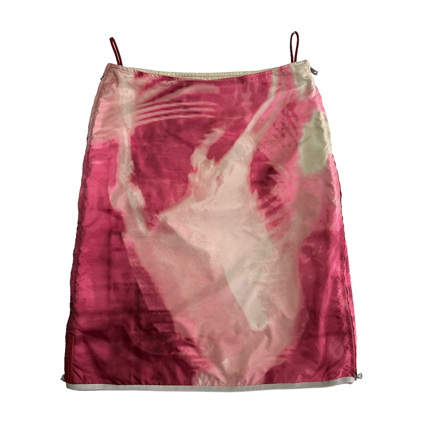 S/S 2000 Prada Sport Abstract Pink Cloud Print Skirt (42)