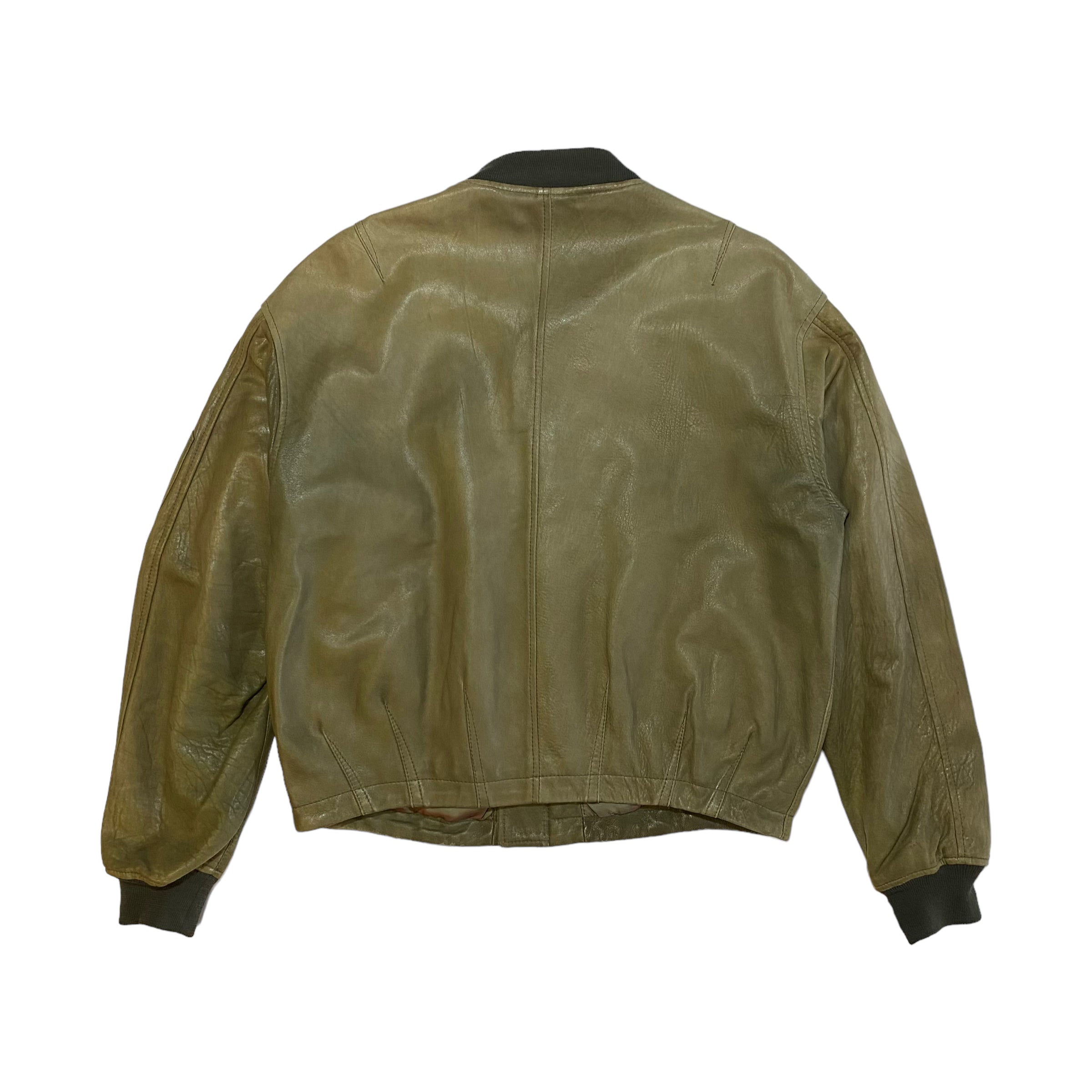 A/W 92 Emporio Armani Green Leather Jacket (L)