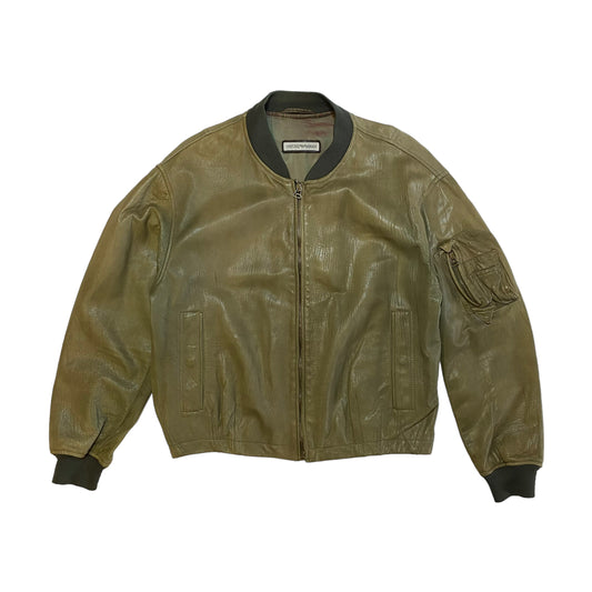 A/W 92 Emporio Armani Green Leather Jacket (L)