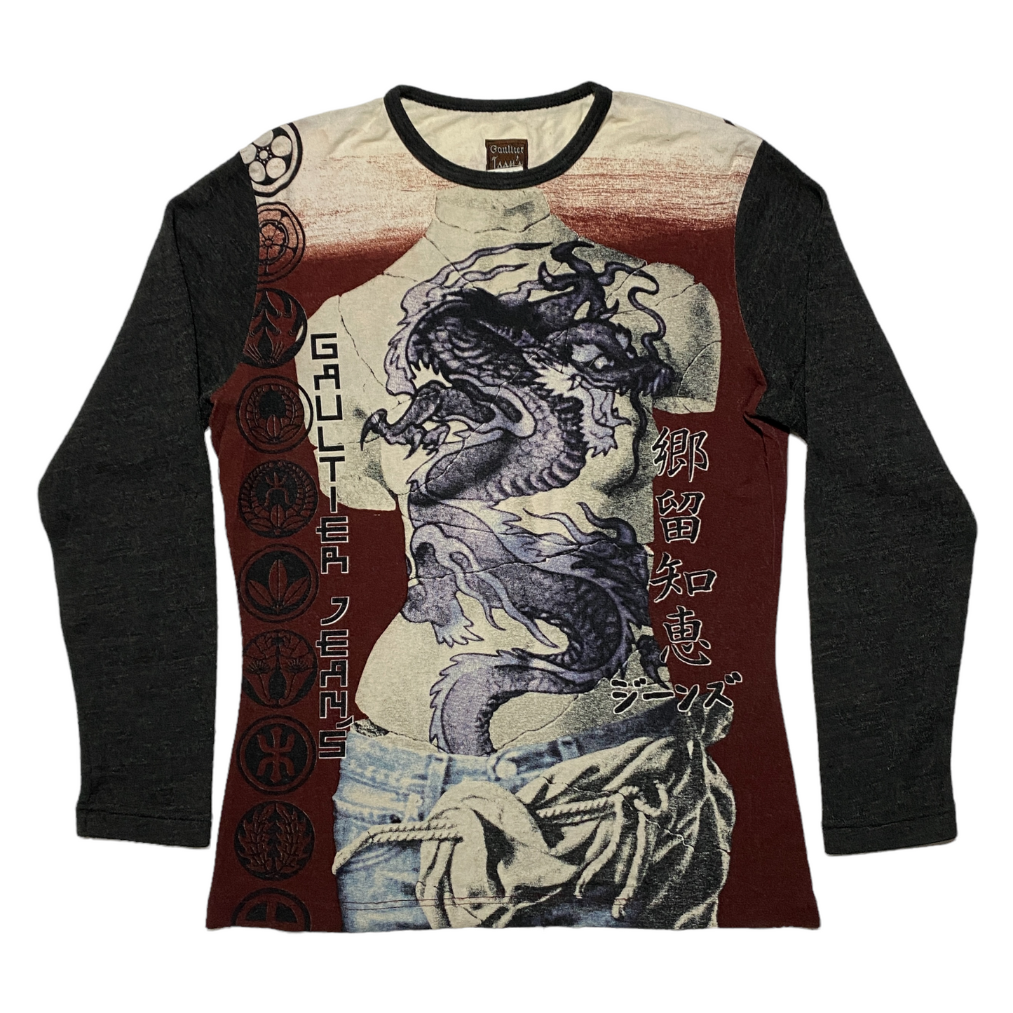 90's Gaultier Jeans Printed Long Sleeve Tee (L)