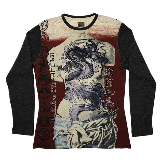 90's Gaultier Jeans Printed Long Sleeve Tee (L)